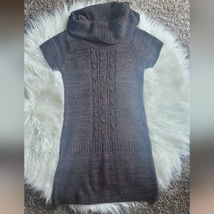 Brown Short Sleeve Sweater Dress